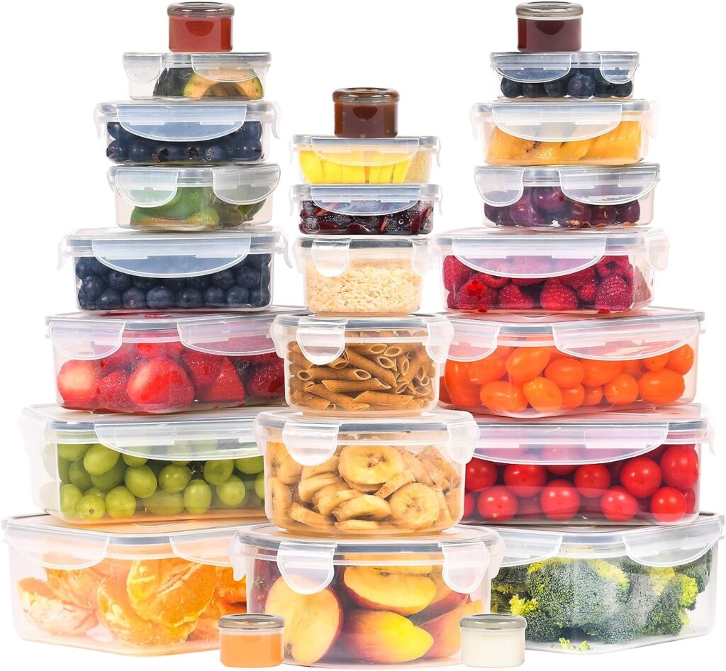 50 Pcs Large Food Storage Containers with Lids Airtight-85 oz to Sauces Box-Total 526Oz Stackable Kitchen Bowls Set Meal Prep Containers-BPA Free Leak proof Plastic Lunch Boxes- Freezer Microwave safe : Home  Kitchen