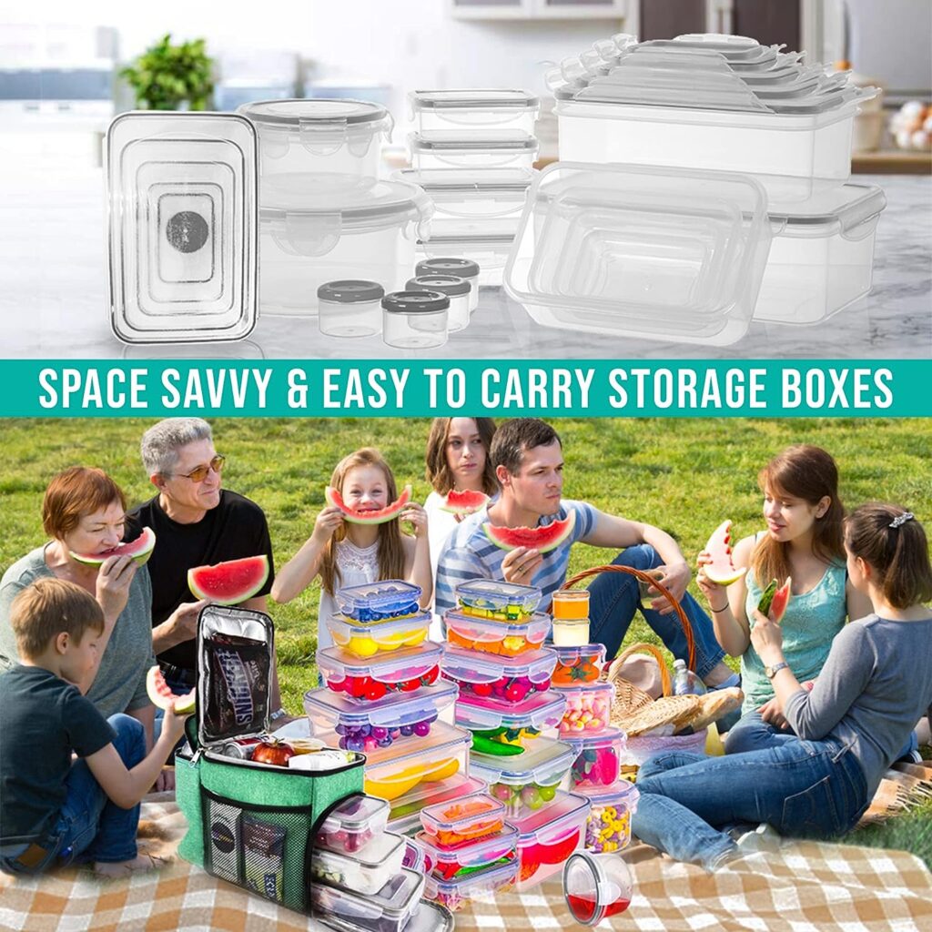 50 Pcs Large Food Storage Containers with Lids Airtight-85 oz to Sauces Box-Total 526Oz Stackable Kitchen Bowls Set Meal Prep Containers-BPA Free Leak proof Plastic Lunch Boxes- Freezer Microwave safe : Home  Kitchen