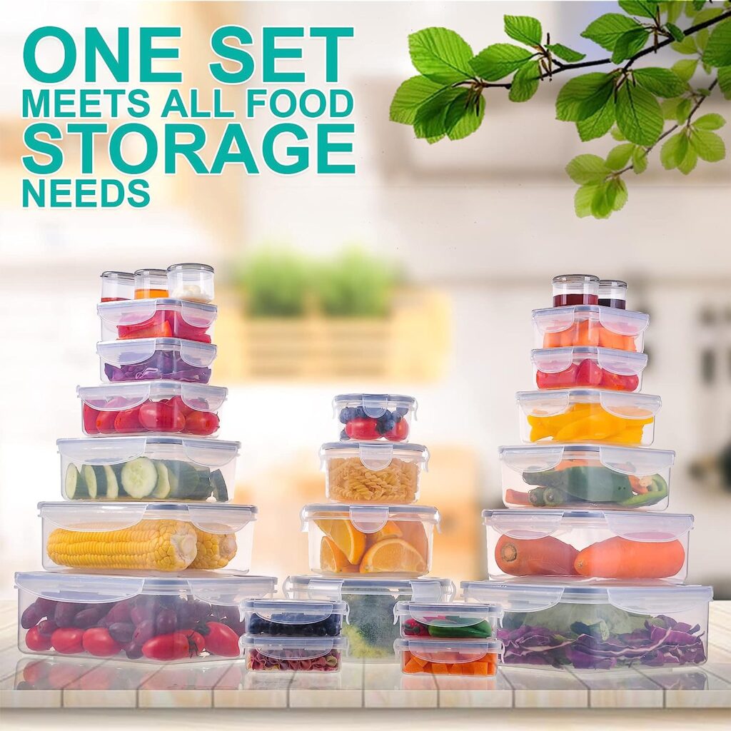 50 Pcs Large Food Storage Containers with Lids Airtight-85 oz to Sauces Box-Total 526Oz Stackable Kitchen Bowls Set Meal Prep Containers-BPA Free Leak proof Plastic Lunch Boxes- Freezer Microwave safe : Home  Kitchen