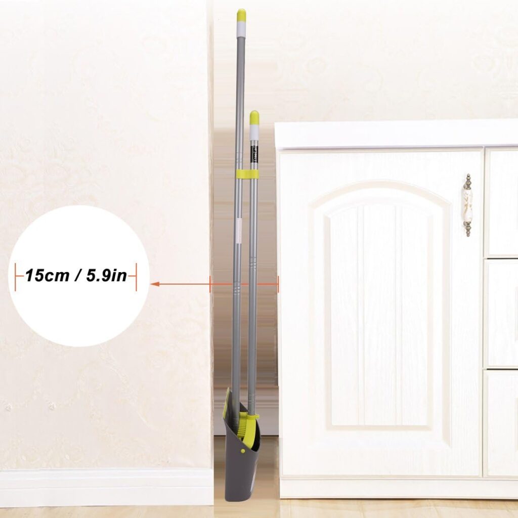 Broom and Dustpan Set, TreeLen Broom with Dust Pan with Long Handle Combo Set for Office and Home Standing Upright Sweep Use with Lobby Broom