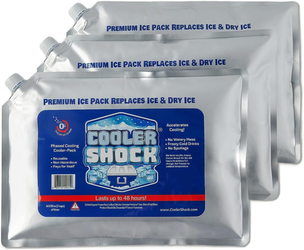 Cooler Shock Reusable Ice Packs for Cooler - Long-Lasting Cold Freezer Packs for Coolers  Lunch Bags - Cooler Ice Packs for Lunch Box, School, Beach, Fishing, Camping Gear