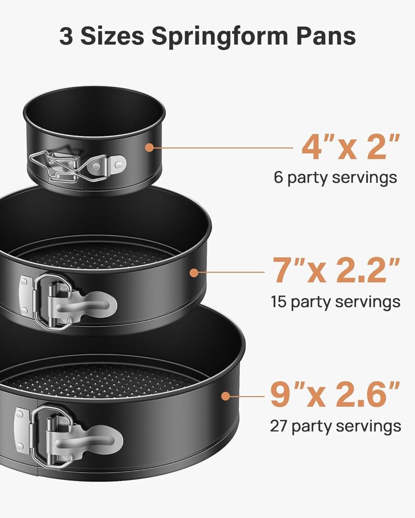 Kootek 144pcs Cake Pan Set with Removable Base, Cake Decorating Supplies with 3 Round Nonstick Bakeware Springform Pans (4 7 9), Numbered Icing Piping Tips and Other Baking Supplies for Cheesecake