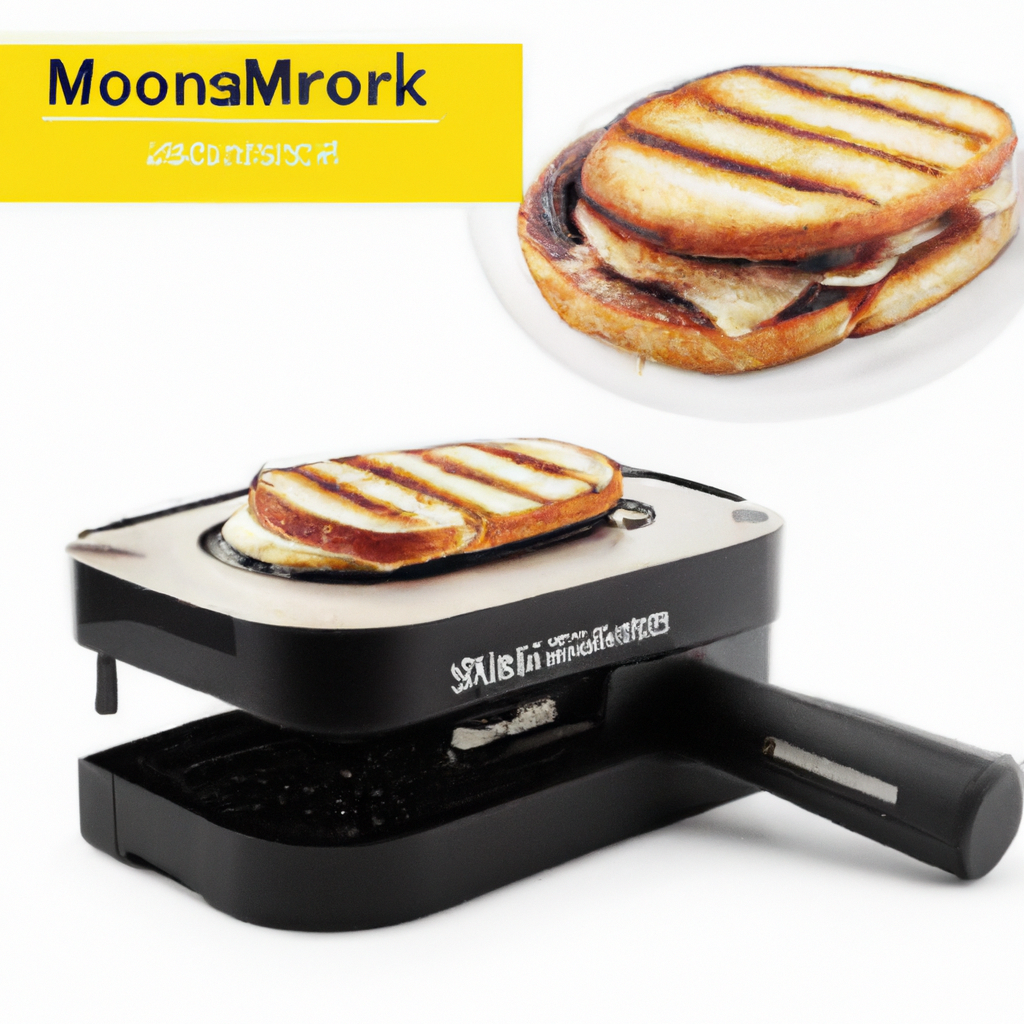 MONXOOK Panini Press Sandwich Maker, Non-Stick Coated Plates (9.06INx5.63IN), Opens 180 Degrees, 1000W Sandwich Press, Contact Indoor Grill with Locking Lid, Black