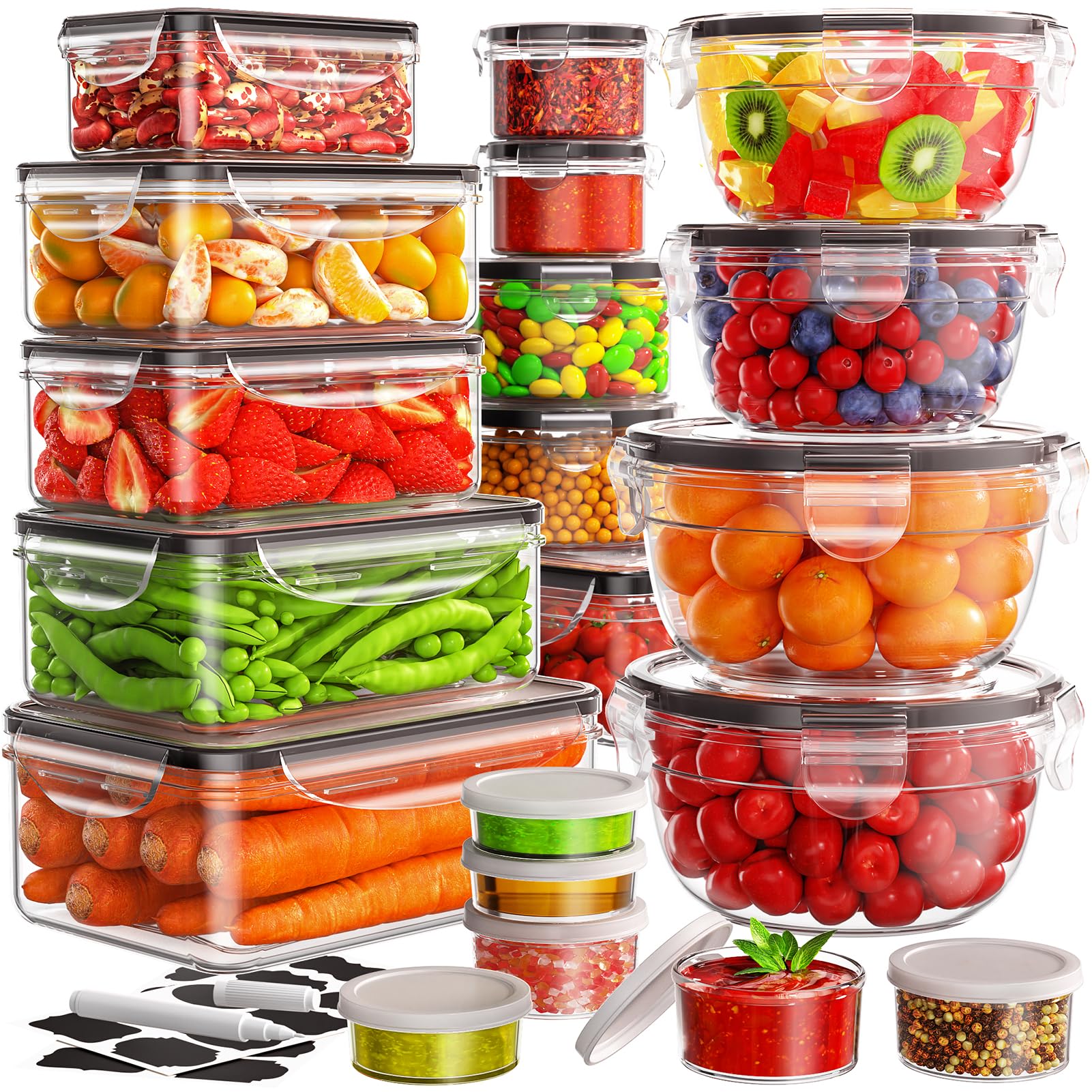 JSCARES 40 PCS Food Storage Containers with Lids Airtight JSCARES 40 PCS Food Storage Containers with Lids Airtight