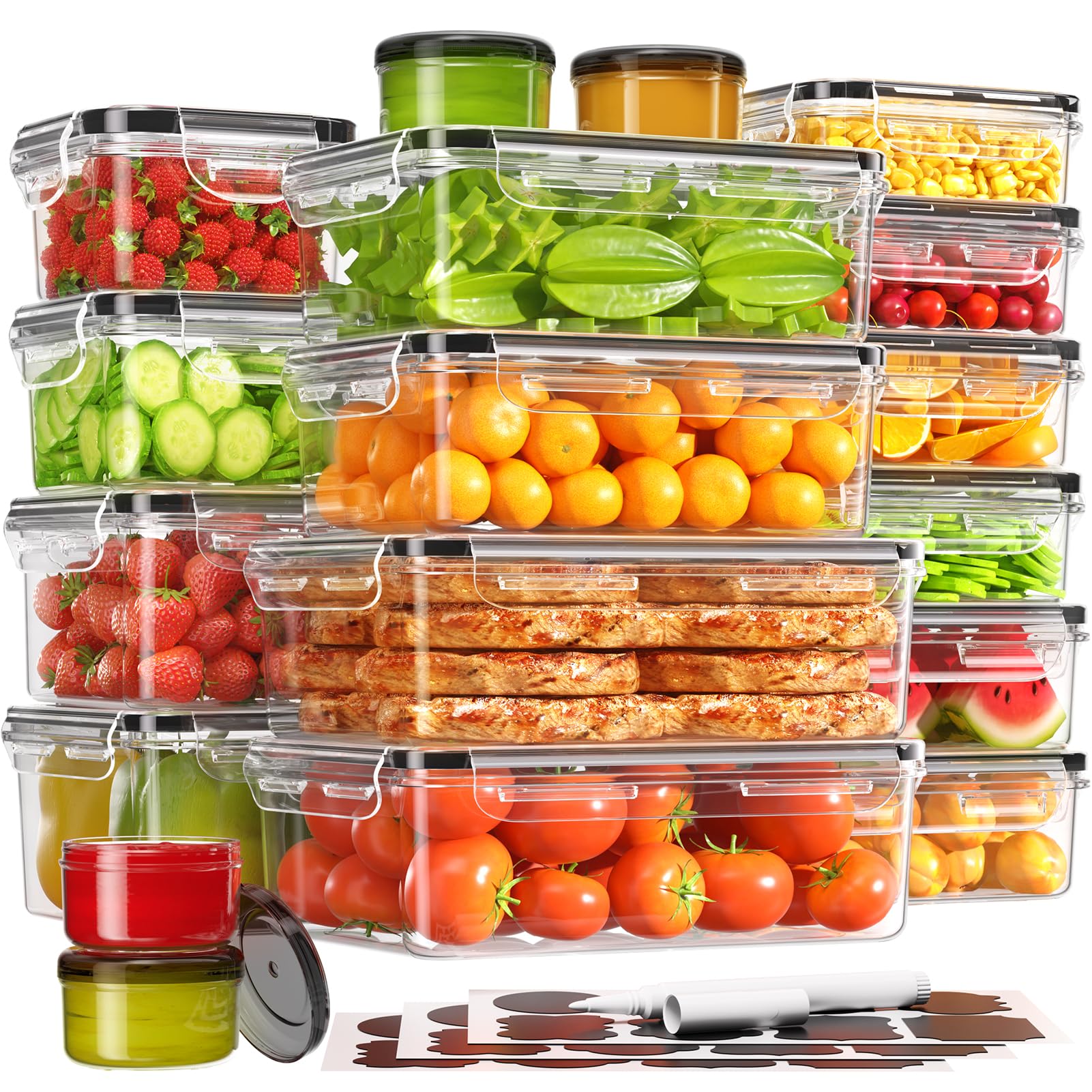 KEMETHY 36-Piece Food Storage Containers with Lids, BPA-Free KEMETHY 36-Piece Food Storage Containers with Lids, BPA-Free
