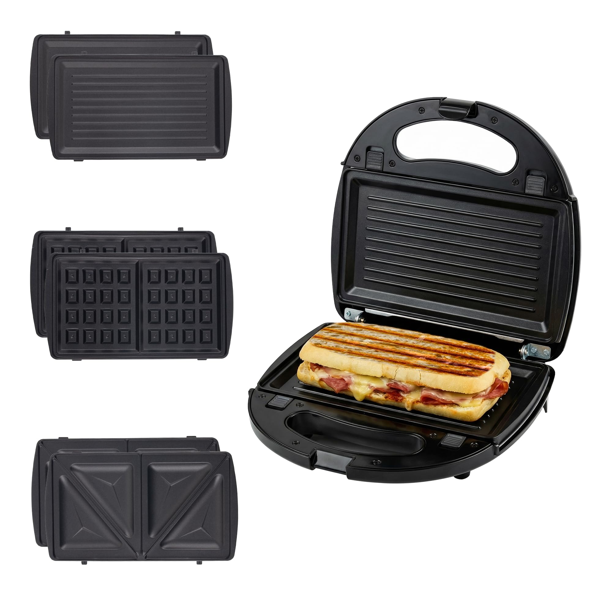 OVENTE GPI302B 3-in-1 Electric Sandwich Maker, Panini Press Grill and Waffle Iron, Black OVENTE GPI302B 3-in-1 Electric Sandwich Maker, Panini Press Grill and Waffle Iron, Black