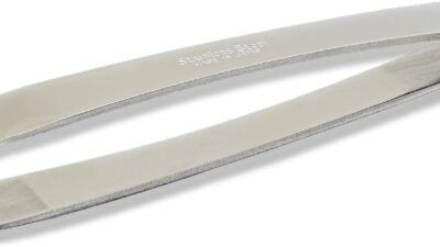 Kwizing stainless steel fish bone tweezers with angled flat jaws
