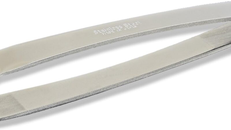 Kwizing stainless steel fish bone tweezers with angled flat jaws