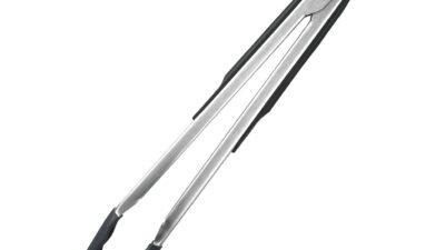 OXO Good Grips 12-inch stainless steel tongs with black silicone heads