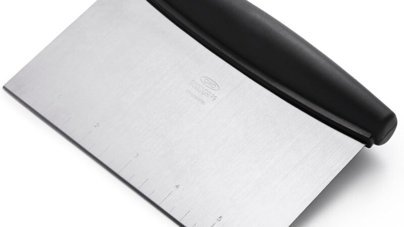 OXO Good Grips stainless steel bench scraper with measurement markings
