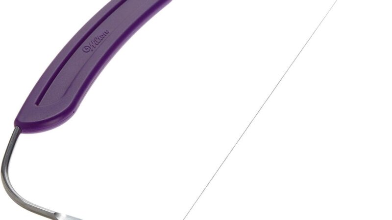 Wilton adjustable cake leveller with purple handle and cutting wire