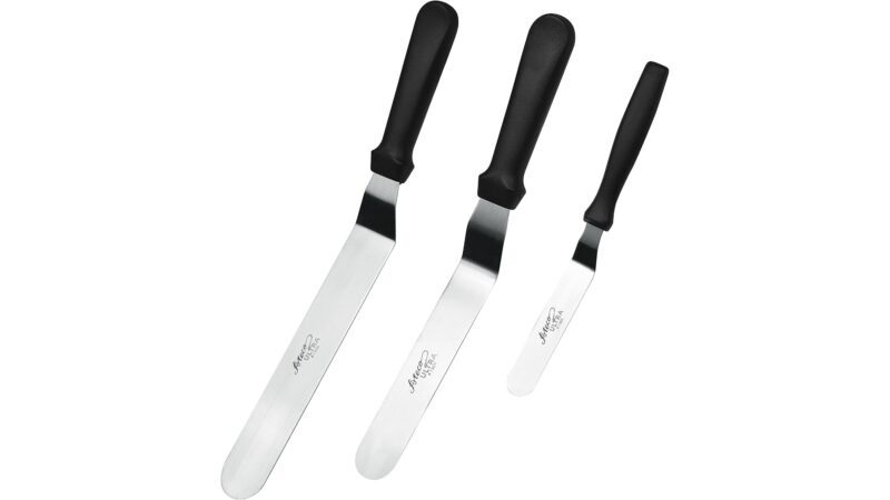 Ateco Ultra offset spatula set of three, stainless steel blades with black handles