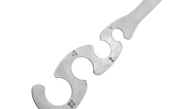 CoiTek stainless steel spaghetti pasta measurer with four measuring holes and a hanging handle