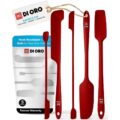 DI ORO set of five red silicone jar spatulas with narrow heads and long handles