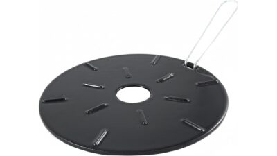 Ilsa black enamelled cast iron heat diffuser plate with a removable wire handle
