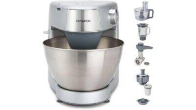 Kenwood Prospero+ KHC29 stand mixer in silver with stainless steel bowl and attachments