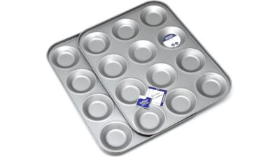 Lets Cook 12 hole non-stick mince pie and bun tins, twin pack
