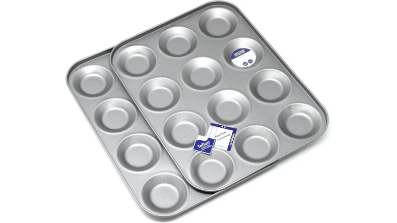 Lets Cook 12 hole non-stick mince pie and bun tins, twin pack
