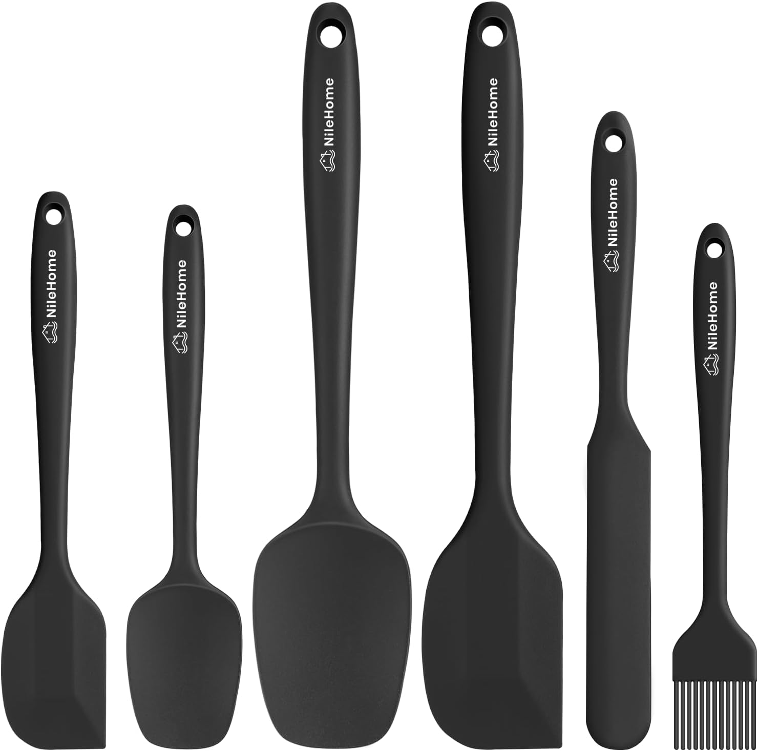 NileHome silicone spatula set of 6 in black