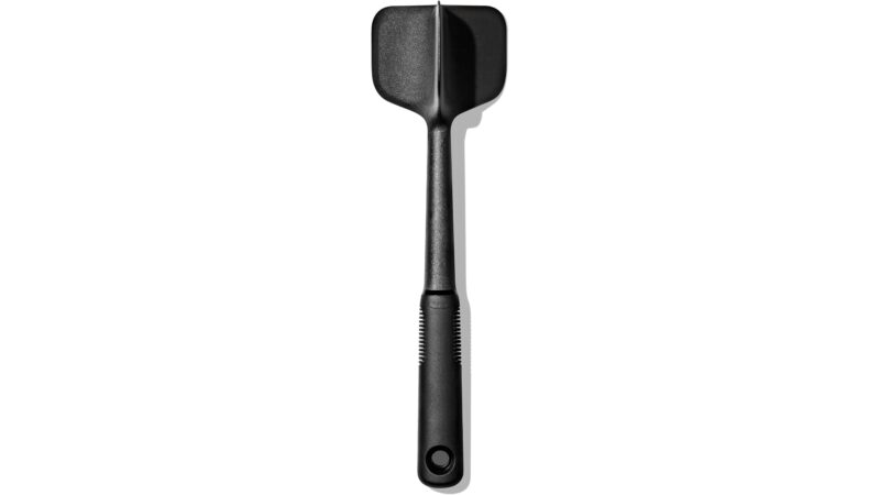 Black OXO Good Grips nylon ground meat chopper with three fanned blades