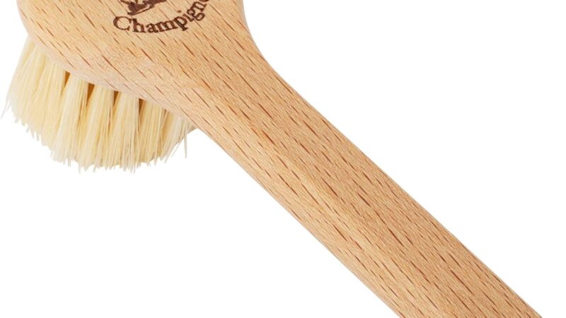 Redecker mushroom brush with a beechwood handle and soft natural bristles