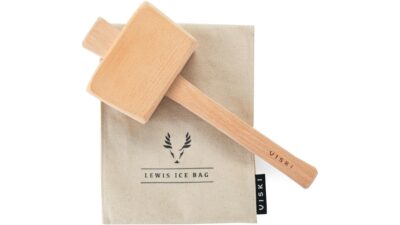 Viski canvas Lewis ice bag with a beechwood ice mallet
