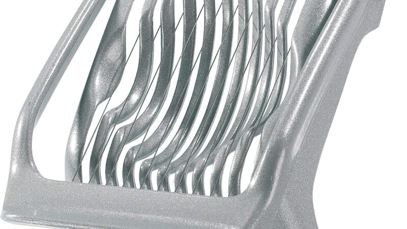 Westmark stainless steel wire egg slicer with grey cast aluminium base