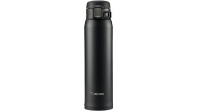Black Zojirushi SM-SA60 20oz stainless steel vacuum insulated travel mug with flip-open lid