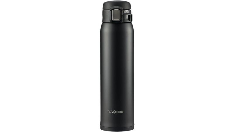 Black Zojirushi SM-SA60 20oz stainless steel vacuum insulated travel mug with flip-open lid